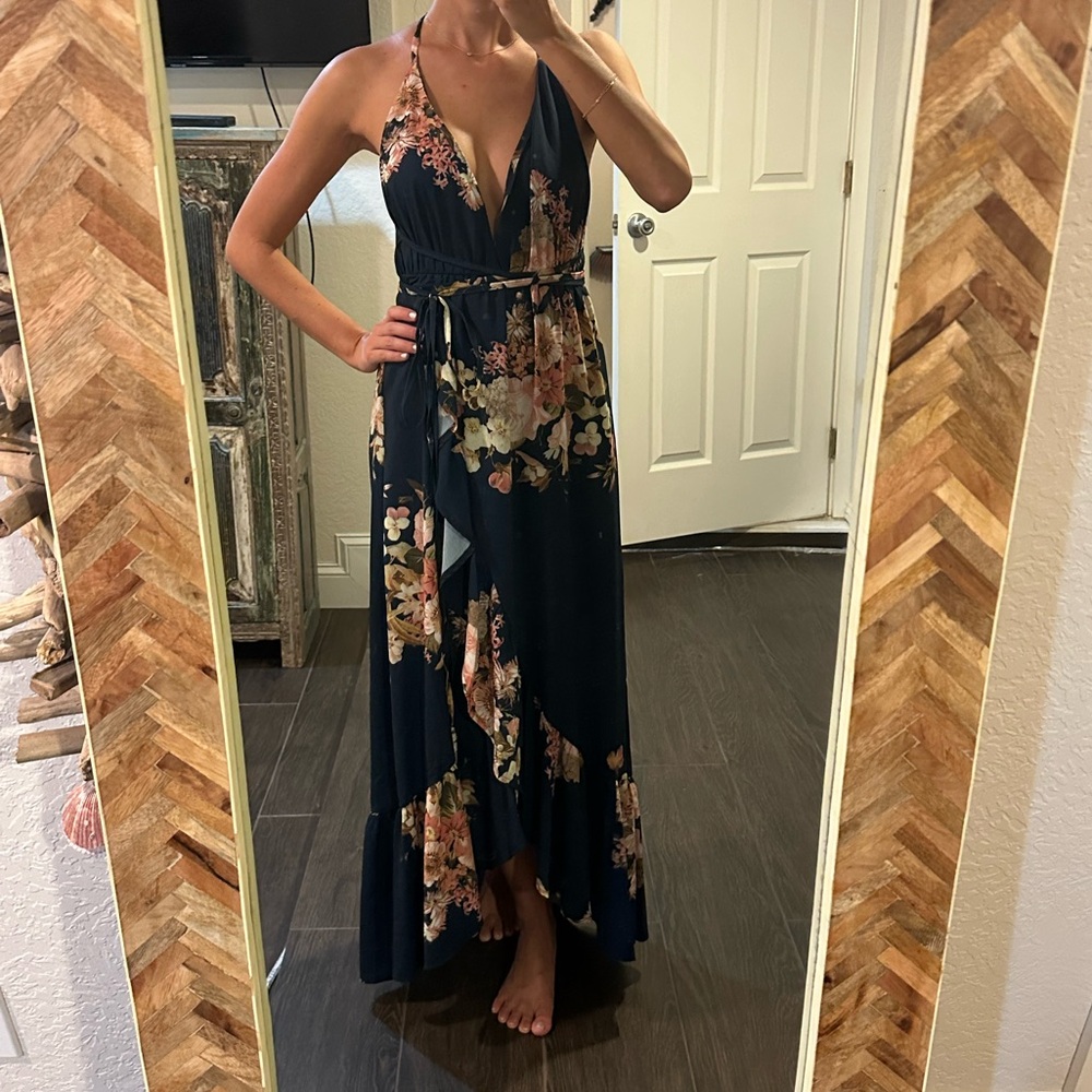 XS Hello Molly Navy Floral Maxi Dress